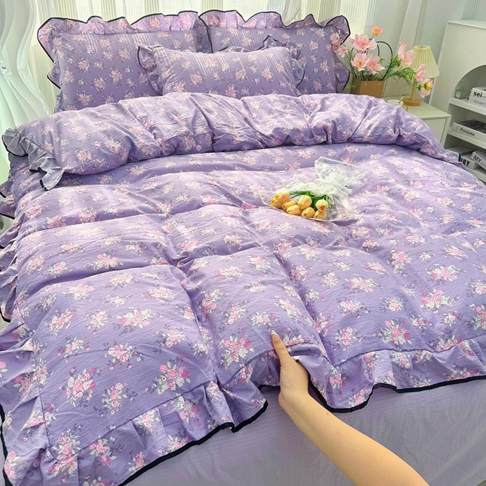 91家纺网 家纺一手货源 找家纺 九诺家纺 2025新款秋冬加厚磨毛床单四件套 豆蔻年华