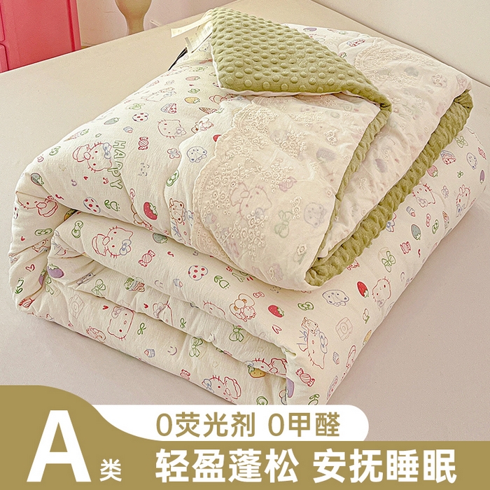 91家纺网 家纺一手货源 找家纺 （总）Mata蔓塔家 2025新款云感针织全棉纯棉花边豆豆被冬被春秋被被子被芯