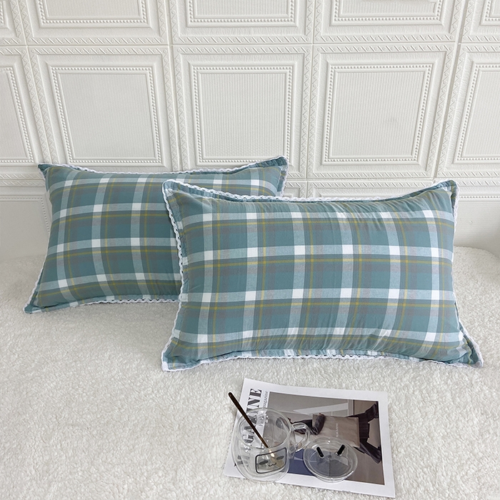 卡奥家纺 2025新款A类纯棉色织枕套单枕套枕套单件 百吉绿