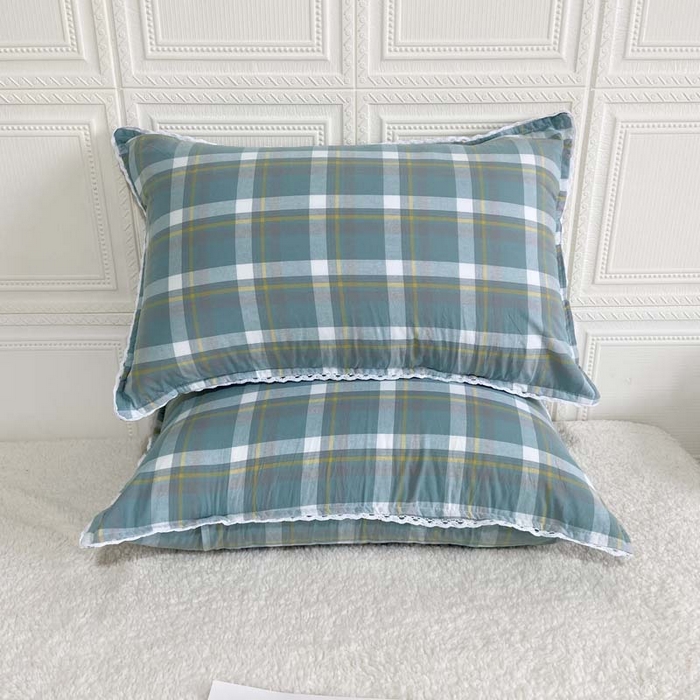 91家纺网 家纺一手货源 找家纺 卡奥家纺 2025新款A类纯棉色织枕套单枕套枕套单件 百吉绿