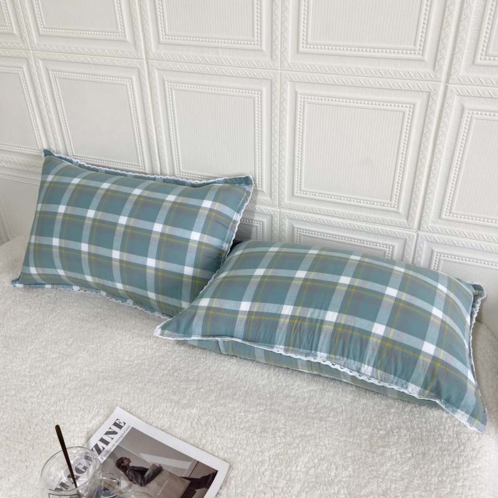 91家纺网 家纺一手货源 找家纺 卡奥家纺 2025新款A类纯棉色织枕套单枕套枕套单件 百吉绿