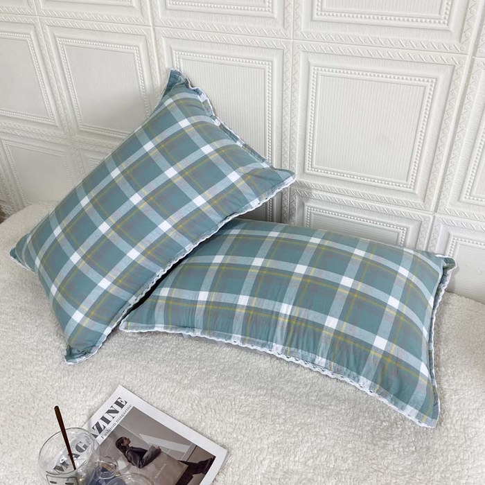 91家纺网 家纺一手货源 找家纺 卡奥家纺 2025新款A类纯棉色织枕套单枕套枕套单件 百吉绿