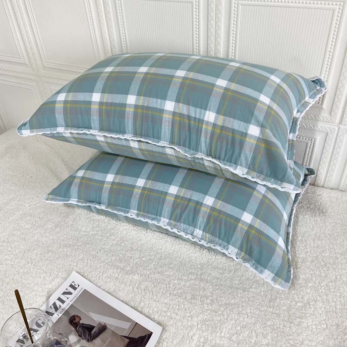 91家纺网 家纺一手货源 找家纺 卡奥家纺 2025新款A类纯棉色织枕套单枕套枕套单件 百吉绿