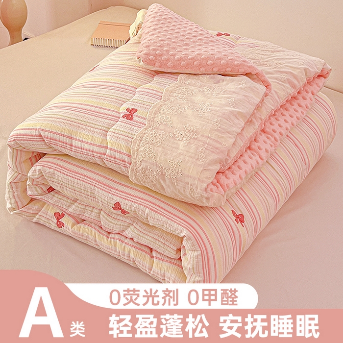 91家纺网 家纺一手货源 找家纺 （总）Mata蔓塔家 2025新款云感针织全棉纯棉花边豆豆被冬被春秋被被子被芯