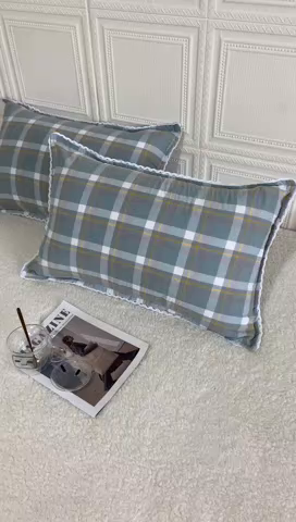 91家纺网 家纺一手货源 找家纺 卡奥家纺 2025新款A类纯棉色织枕套单枕套枕套单件 百吉绿