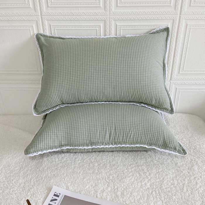 91家纺网 家纺一手货源 找家纺 卡奥家纺 2025新款A类纯棉色织枕套单枕套枕套单件 道达-绿