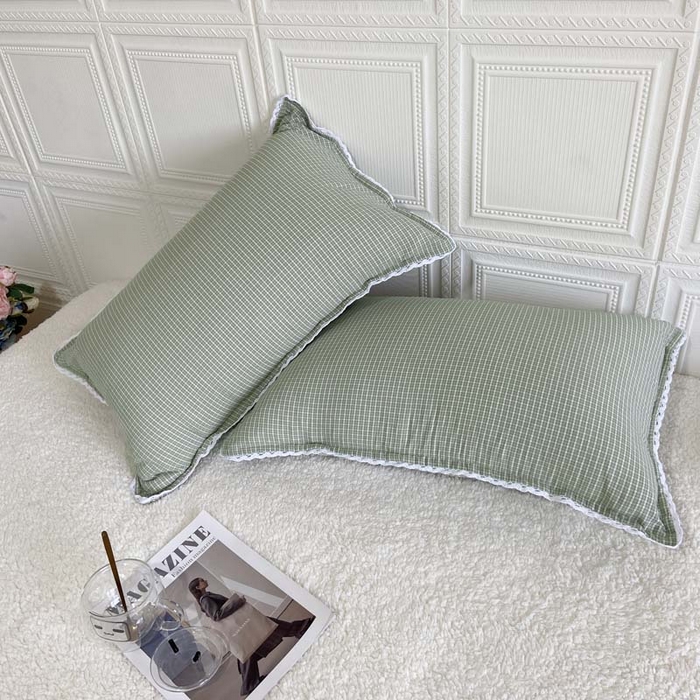 91家纺网 家纺一手货源 找家纺 卡奥家纺 2025新款A类纯棉色织枕套单枕套枕套单件 道达-绿