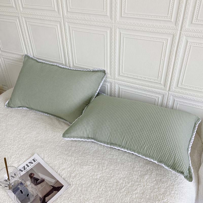 91家纺网 家纺一手货源 找家纺 卡奥家纺 2025新款A类纯棉色织枕套单枕套枕套单件 道达-绿