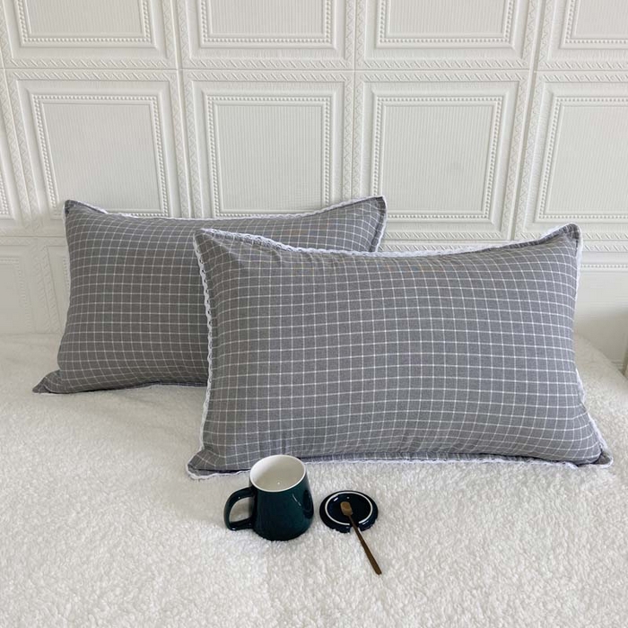 卡奥家纺 2025新款A类纯棉色织枕套单枕套枕套单件 都市-灰