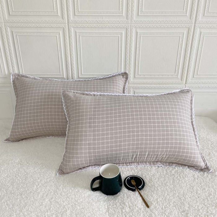 卡奥家纺 2025新款A类纯棉色织枕套单枕套枕套单件 古驰-米