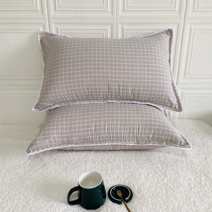 91家纺网 家纺一手货源 找家纺 卡奥家纺 2025新款A类纯棉色织枕套单枕套枕套单件 古驰-米