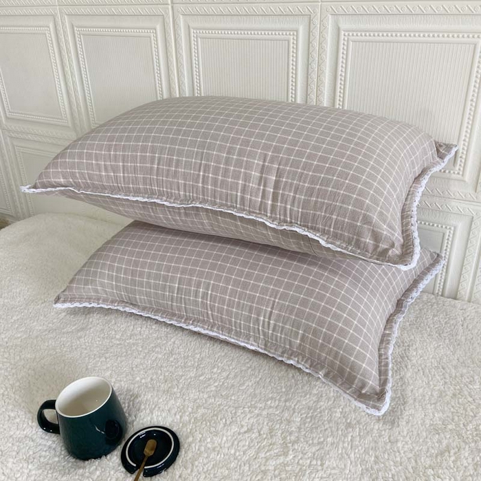 91家纺网 家纺一手货源 找家纺 卡奥家纺 2025新款A类纯棉色织枕套单枕套枕套单件 古驰-米