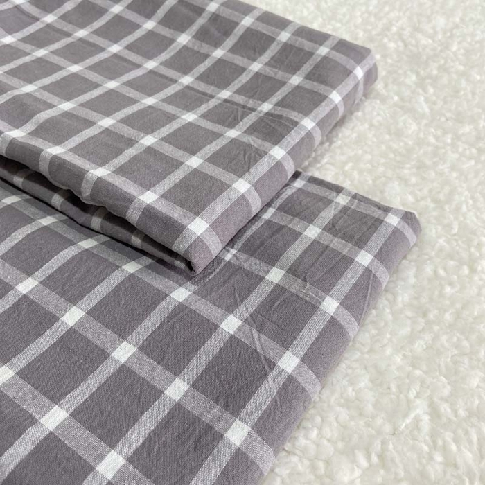 91家纺网 家纺一手货源 找家纺 卡奥家纺 2025新款A类纯棉色织枕套单枕套枕套单件 海棠-灰