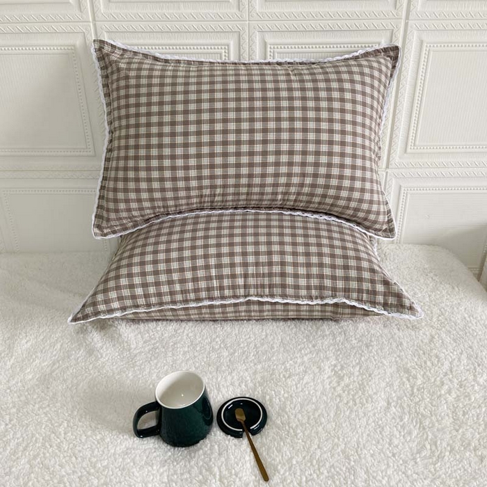 91家纺网 家纺一手货源 找家纺 卡奥家纺 2025新款A类纯棉色织枕套单枕套枕套单件 海盐-灰