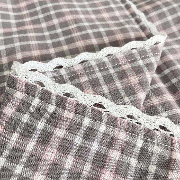 91家纺网 家纺一手货源 找家纺 卡奥家纺 2025新款A类纯棉色织枕套单枕套枕套单件 琉璃-灰小格