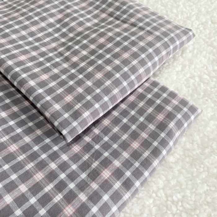 91家纺网 家纺一手货源 找家纺 卡奥家纺 2025新款A类纯棉色织枕套单枕套枕套单件 琉璃-灰小格