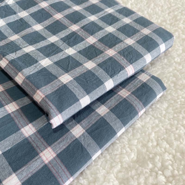 91家纺网 家纺一手货源 找家纺 卡奥家纺 2025新款A类纯棉色织枕套单枕套枕套单件 琉璃-兰大格