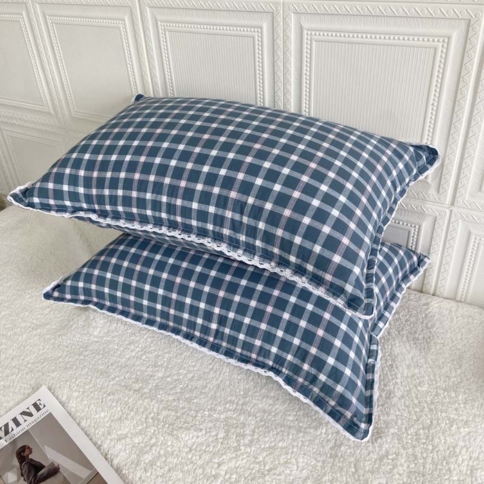 91家纺网 家纺一手货源 找家纺 卡奥家纺 2025新款A类纯棉色织枕套单枕套枕套单件 琉璃-兰大格