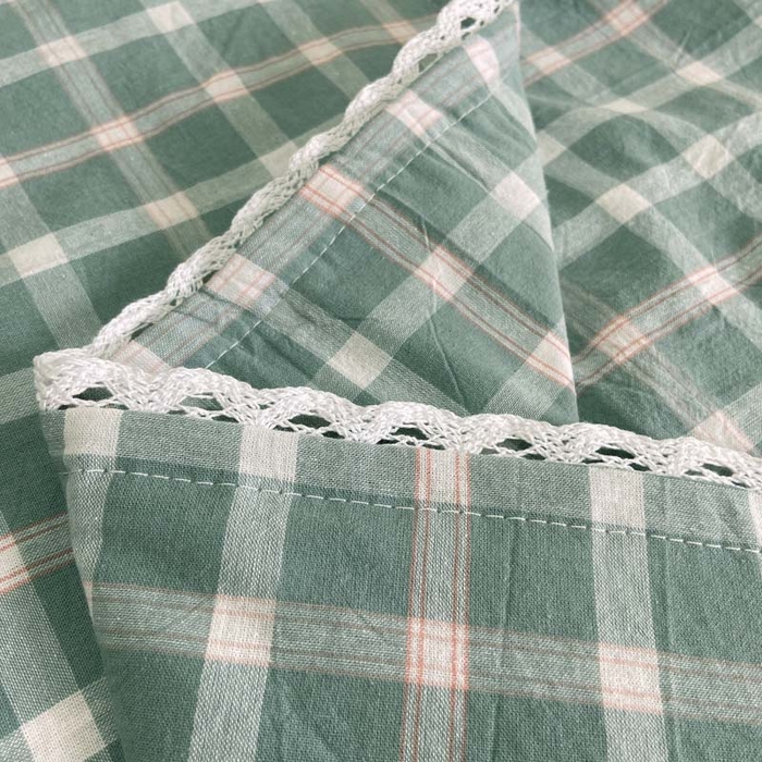 91家纺网 家纺一手货源 找家纺 卡奥家纺 2025新款A类纯棉色织枕套单枕套枕套单件 琉璃-绿大格