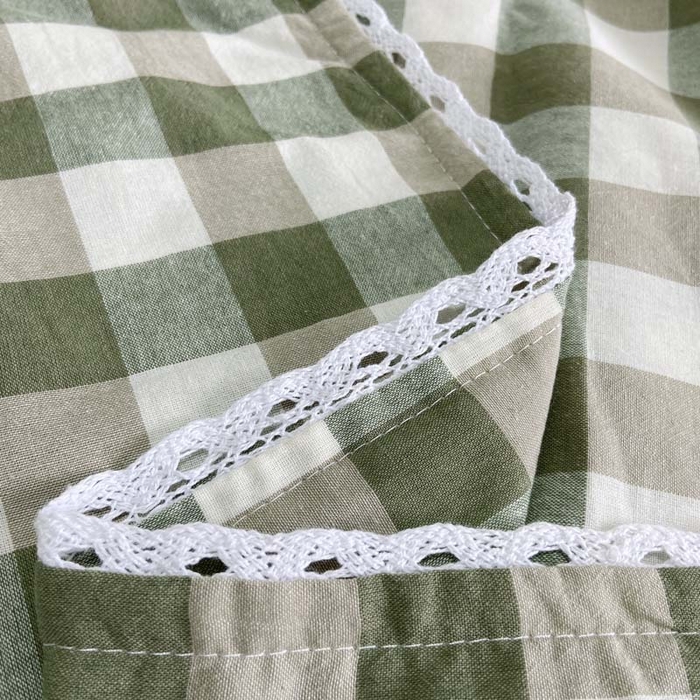 91家纺网 家纺一手货源 找家纺 卡奥家纺 2025新款A类纯棉色织枕套单枕套枕套单件 绿色-格