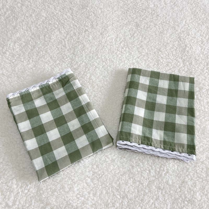 91家纺网 家纺一手货源 找家纺 卡奥家纺 2025新款A类纯棉色织枕套单枕套枕套单件 绿色-格