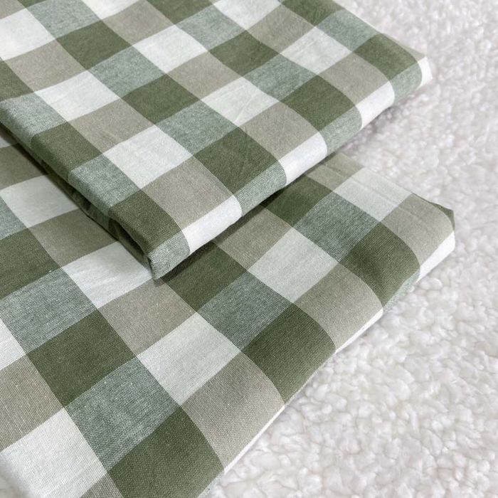 91家纺网 家纺一手货源 找家纺 卡奥家纺 2025新款A类纯棉色织枕套单枕套枕套单件 绿色-格
