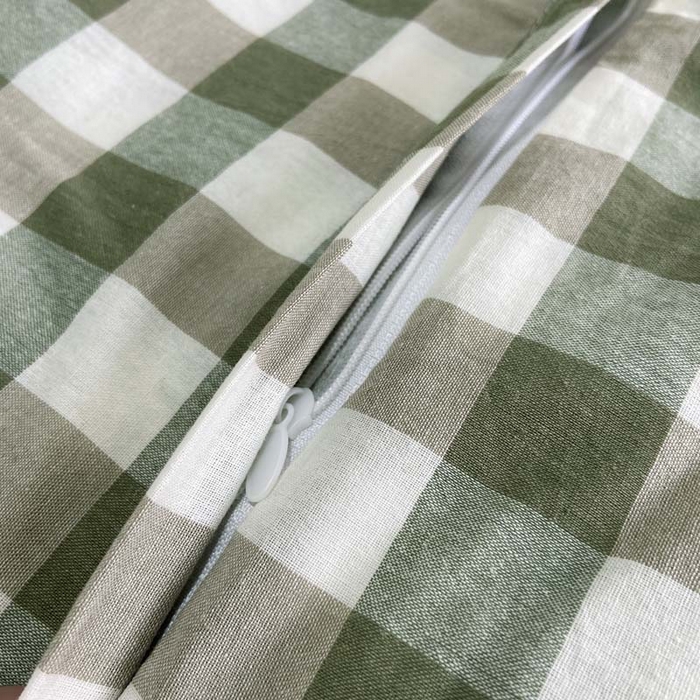 91家纺网 家纺一手货源 找家纺 卡奥家纺 2025新款A类纯棉色织枕套单枕套枕套单件 绿色-格