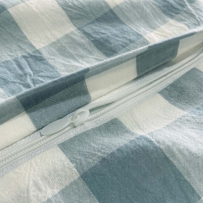 91家纺网 家纺一手货源 找家纺 卡奥家纺 2025新款A类纯棉色织枕套单枕套枕套单件 浅兰中格