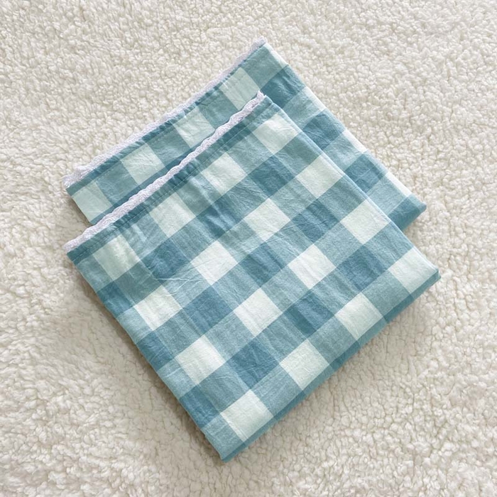 91家纺网 家纺一手货源 找家纺 卡奥家纺 2025新款A类纯棉色织枕套单枕套枕套单件 浅兰中格