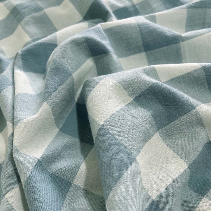 91家纺网 家纺一手货源 找家纺 卡奥家纺 2025新款A类纯棉色织枕套单枕套枕套单件 浅兰中格