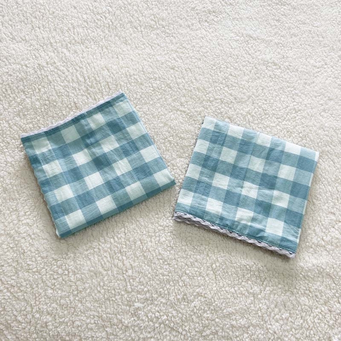 91家纺网 家纺一手货源 找家纺 卡奥家纺 2025新款A类纯棉色织枕套单枕套枕套单件 浅兰中格