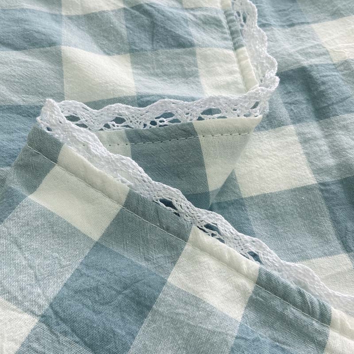 91家纺网 家纺一手货源 找家纺 卡奥家纺 2025新款A类纯棉色织枕套单枕套枕套单件 浅兰中格