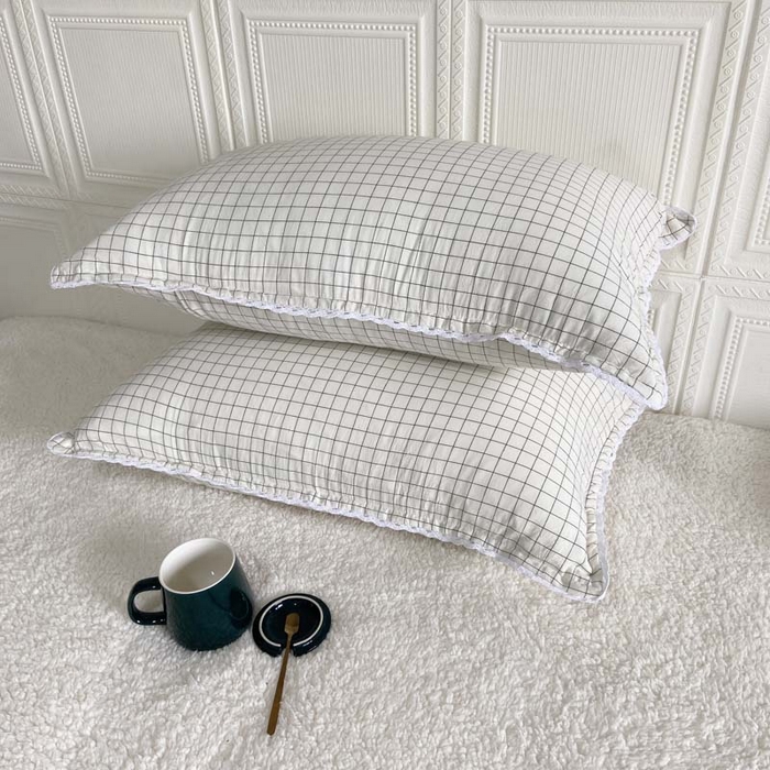 91家纺网 家纺一手货源 找家纺 卡奥家纺 2025新款A类纯棉色织枕套单枕套枕套单件 小白格