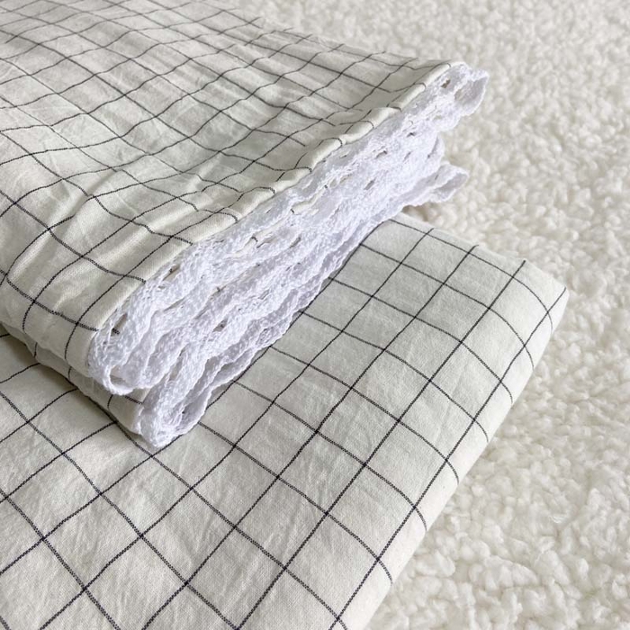 91家纺网 家纺一手货源 找家纺 卡奥家纺 2025新款A类纯棉色织枕套单枕套枕套单件 小白格