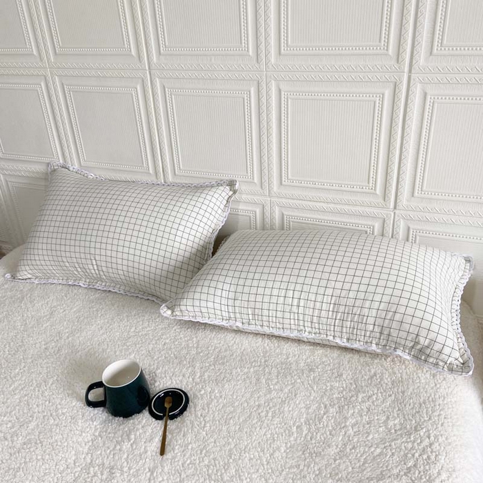 91家纺网 家纺一手货源 找家纺 卡奥家纺 2025新款A类纯棉色织枕套单枕套枕套单件 小白格