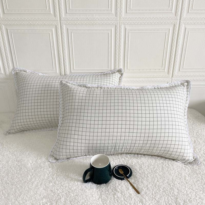 卡奥家纺 2025新款A类纯棉色织枕套单枕套枕套单件 小白格