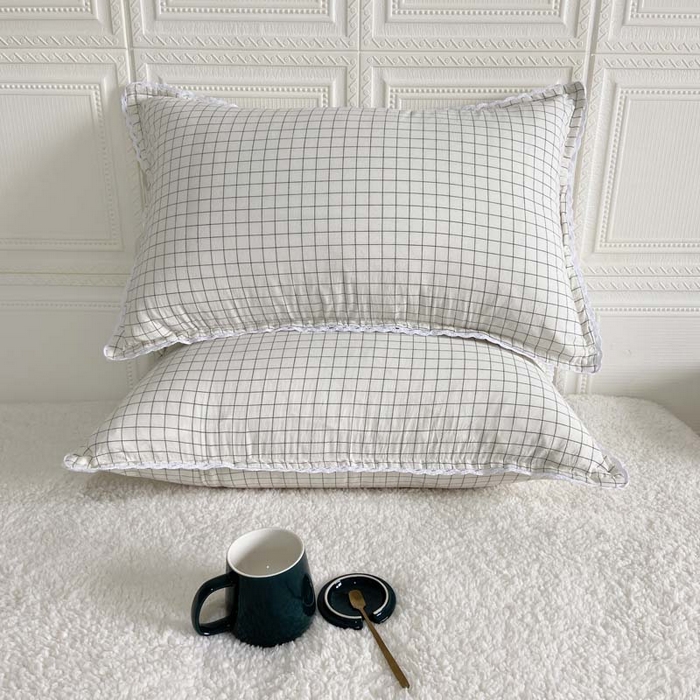91家纺网 家纺一手货源 找家纺 卡奥家纺 2025新款A类纯棉色织枕套单枕套枕套单件 小白格