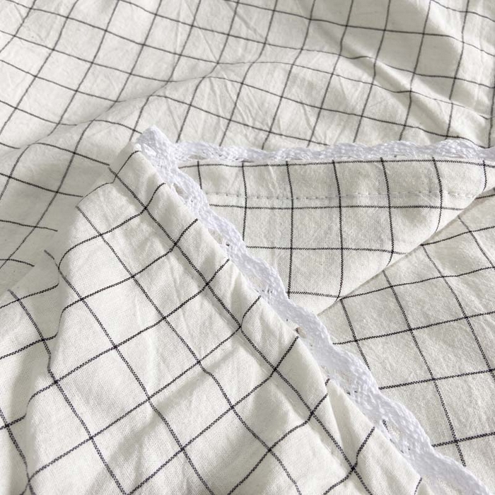 91家纺网 家纺一手货源 找家纺 卡奥家纺 2025新款A类纯棉色织枕套单枕套枕套单件 小白格