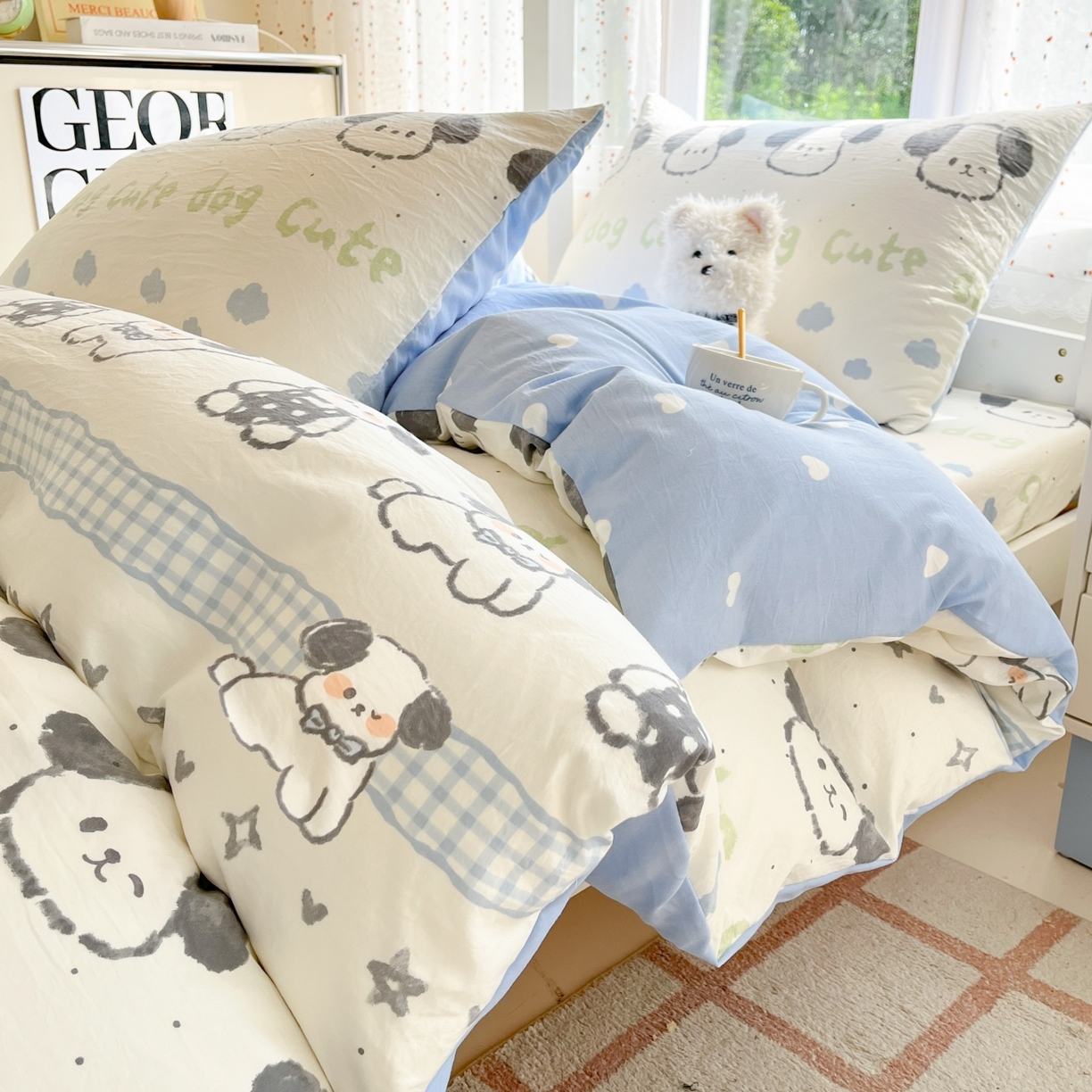 91家纺网 家纺一手货源 找家纺 （总）盛秋家纺 2025新款水洗棉卡通学生小三套套件