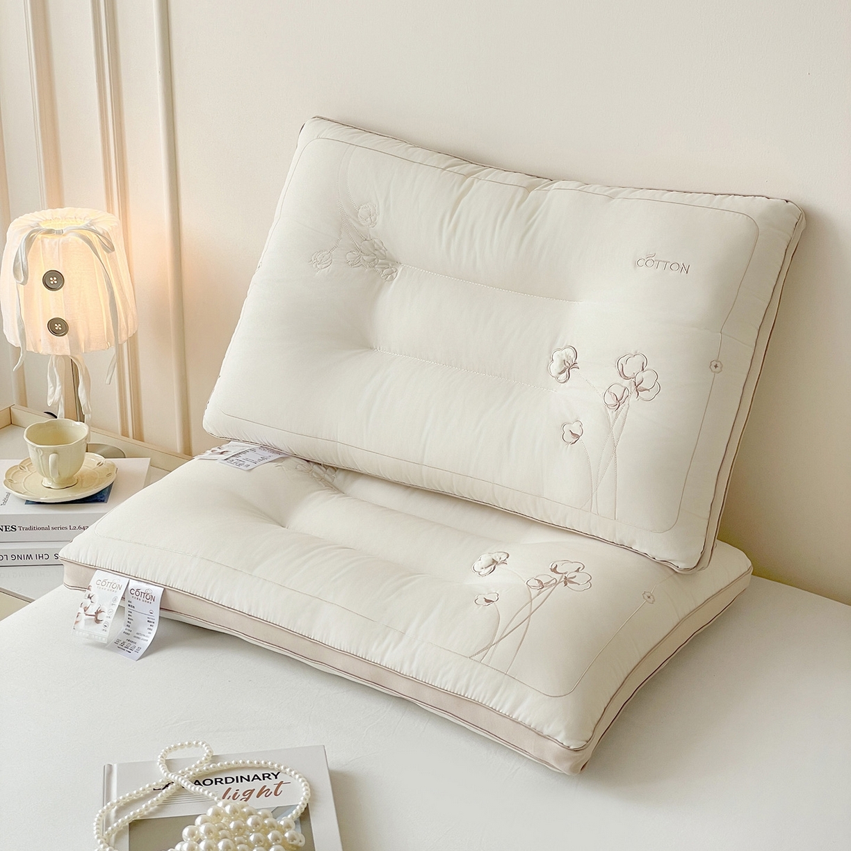 91家纺网 家纺一手货源 找家纺 爱尚家枕芯 2025新款棉花亲肤枕枕头枕芯 白色