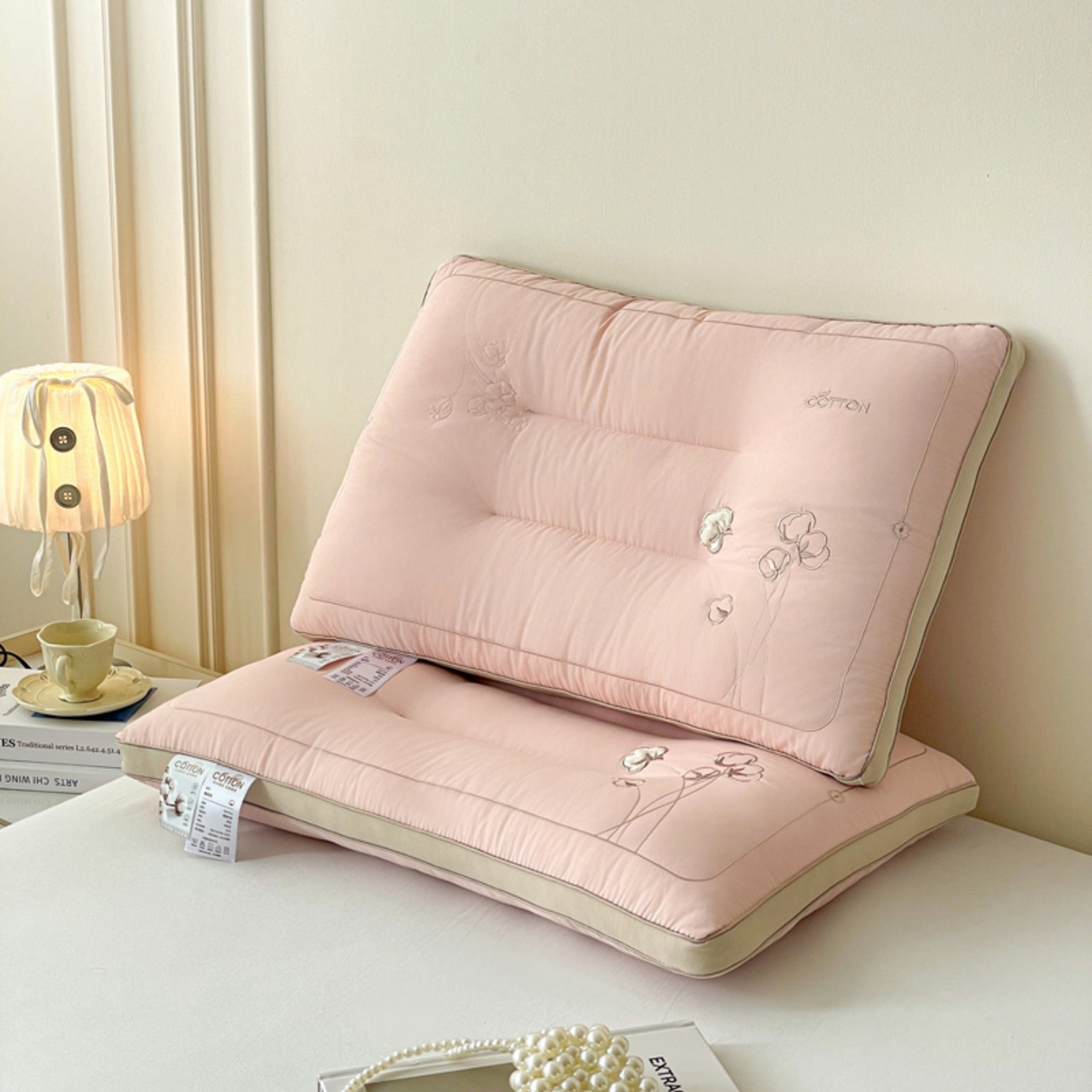 91家纺网 家纺一手货源 找家纺 爱尚家枕芯 2025新款棉花亲肤枕枕头枕芯 粉色