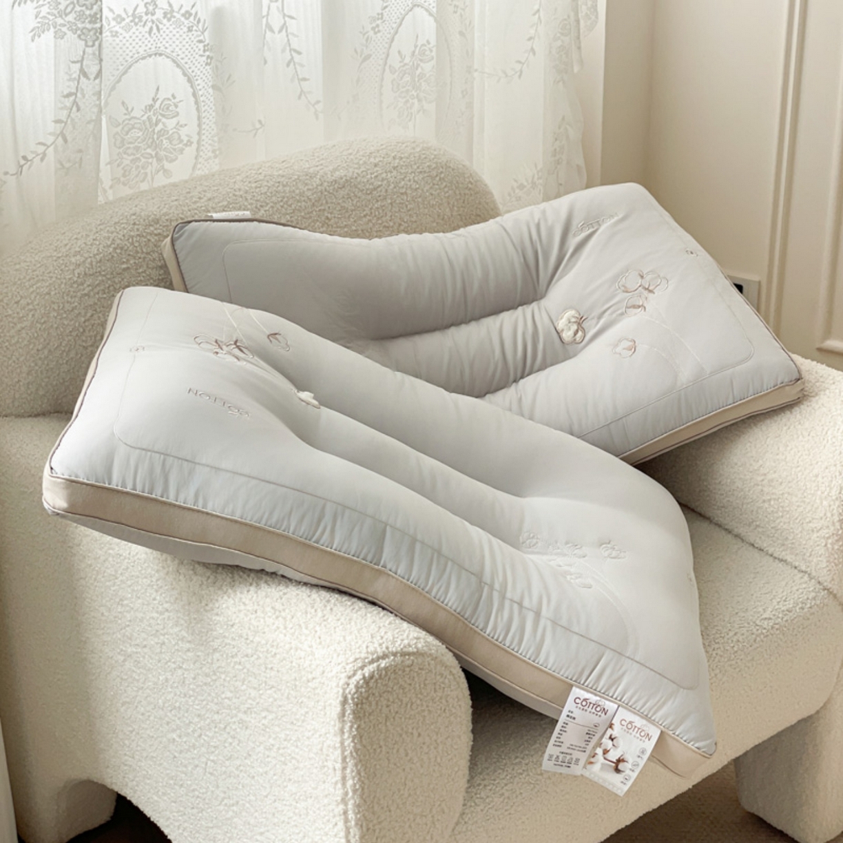 91家纺网 家纺一手货源 找家纺 爱尚家枕芯 2025新款棉花亲肤枕枕头枕芯 灰色