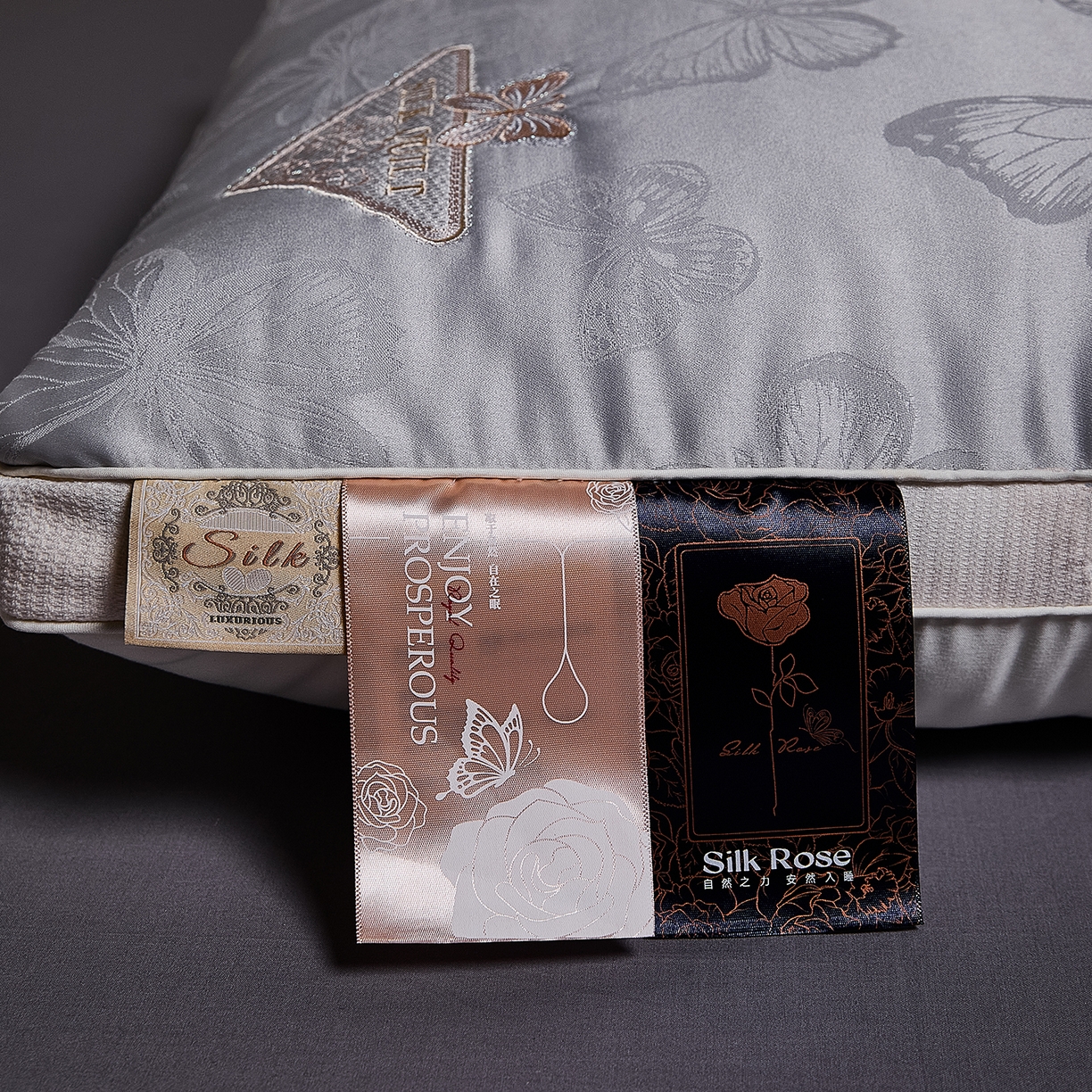 91家纺网 家纺一手货源 找家纺 爱尚家枕芯 2025新款欧式刺绣护颈低枕枕头枕芯 灰色