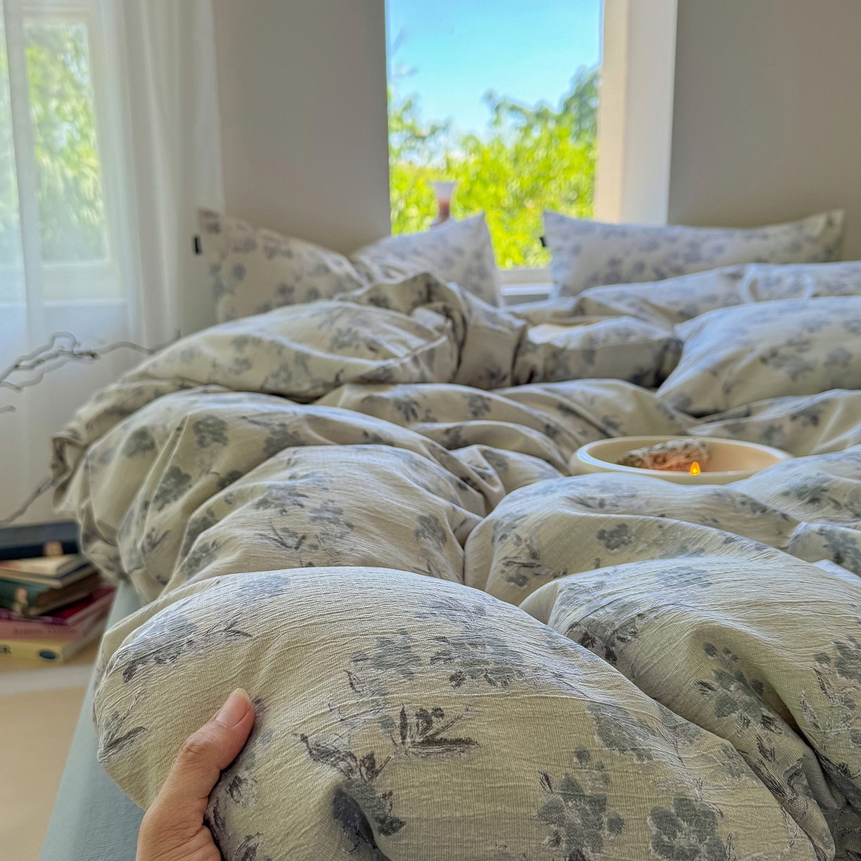 91家纺网 家纺一手货源 找家纺 （总）竹合家纺 2025新款爆款加厚高克重提花皱皱复古风四件套