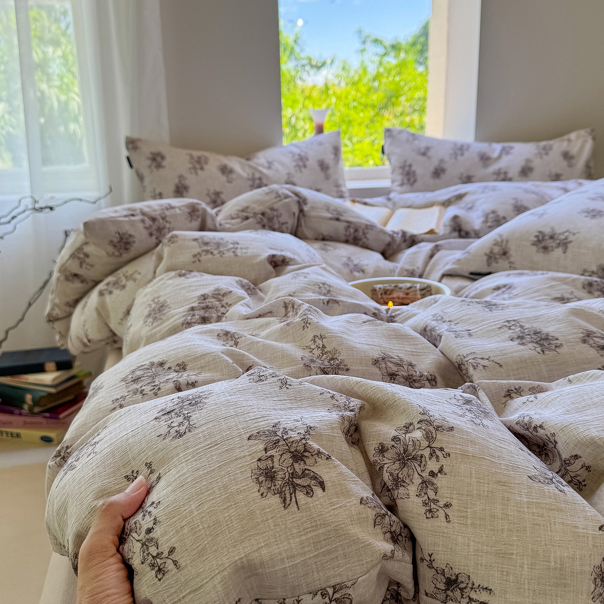 91家纺网 家纺一手货源 找家纺 （总）竹合家纺 2025新款爆款加厚高克重提花皱皱复古风四件套