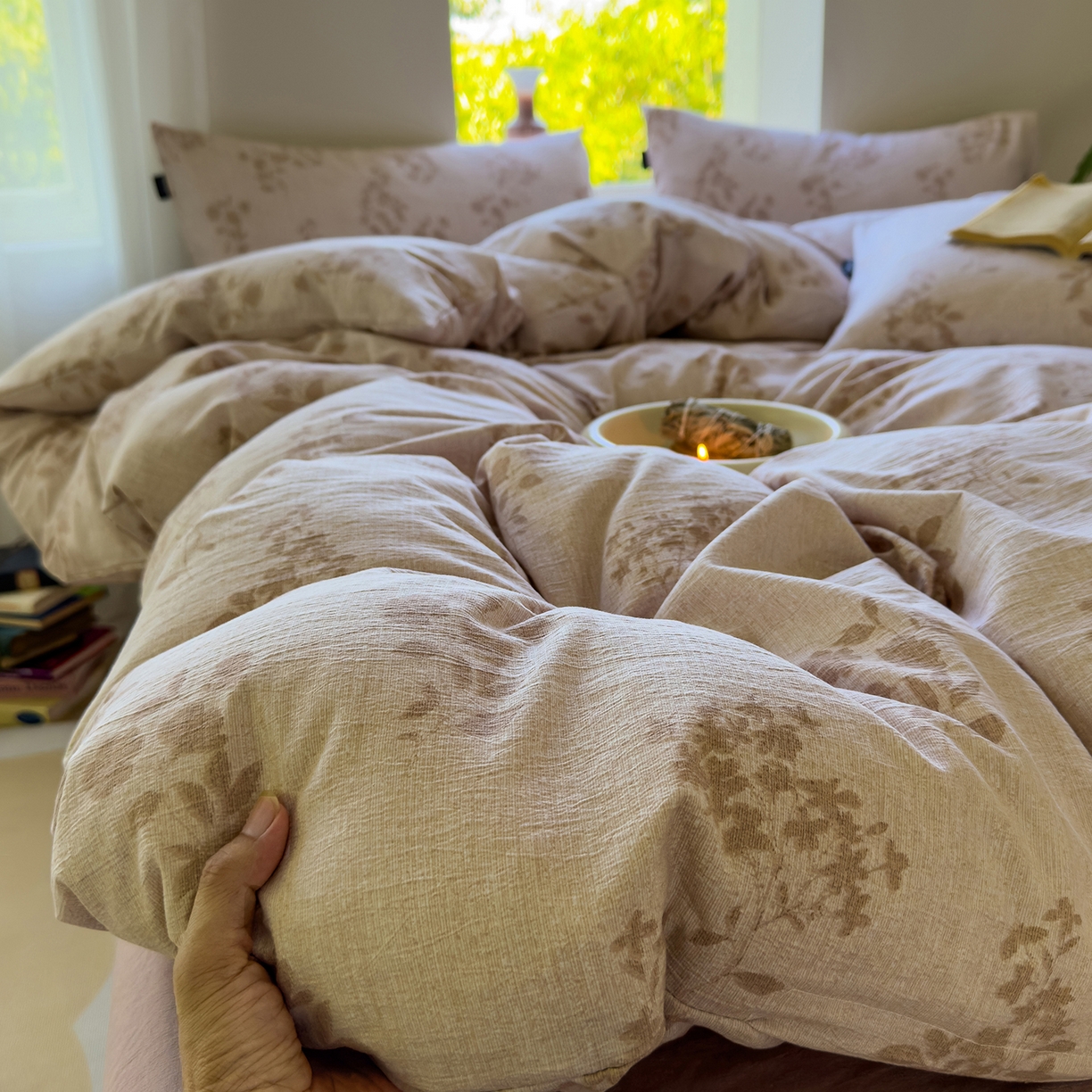 91家纺网 家纺一手货源 找家纺 （总）竹合家纺 2025新款爆款加厚高克重提花皱皱复古风四件套