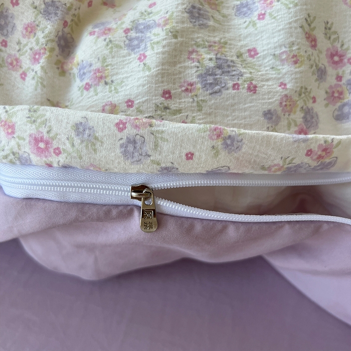 91家纺网 家纺一手货源 找家纺 原素 2025学生季仙女小花卉水洗棉四件套 花团紫