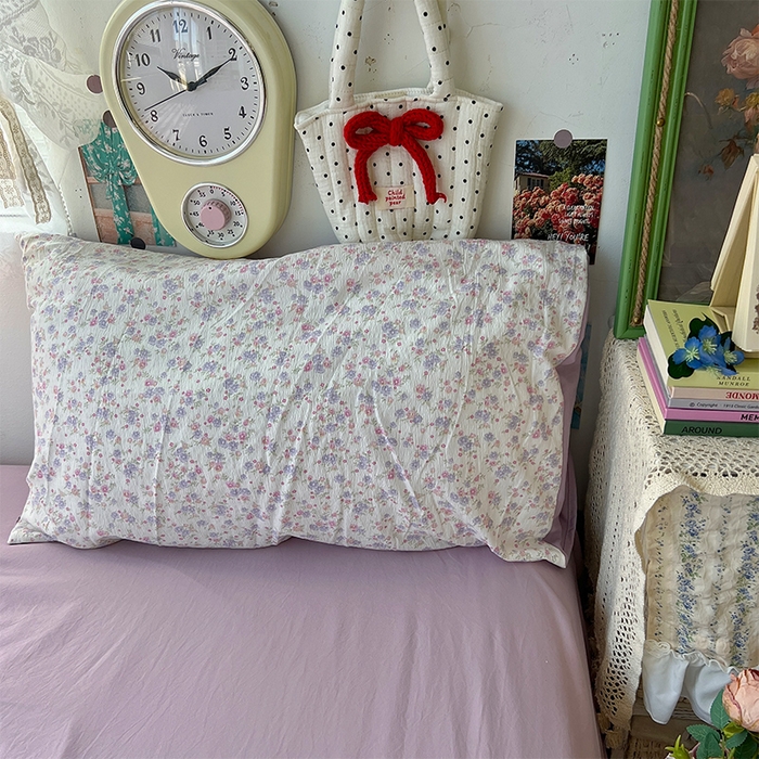 91家纺网 家纺一手货源 找家纺 原素 2025学生季仙女小花卉水洗棉四件套 花团紫