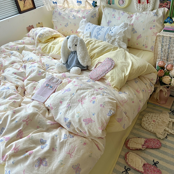 原素 2025学生季仙女小花卉水洗棉四件套 琉璃蝴蝶