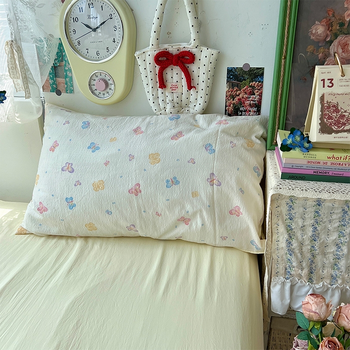 91家纺网 家纺一手货源 找家纺 原素 2025学生季仙女小花卉水洗棉四件套 七彩蝴蝶